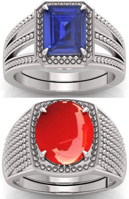 BHAIRAW GEMS Moonstone Stone Silver Adjustable Ring Stainless Steel Ring
