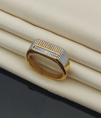 mahi creation Brass Diamond Gold Plated Ring
