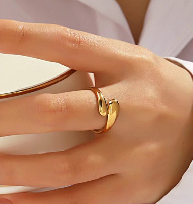 BLINGEE Rings for Women Girls Anti Tarnish Waterproof w/ Box Daily Wear Adjustable Open Stainless Steel Gold Plated Ring