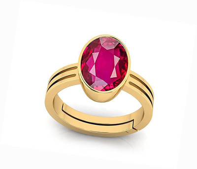 BWM GEMS Certified 7.25 Ratti Ruby Stone ( Manik ) Panchdhatu Alloy Ruby Gold Plated Ring
