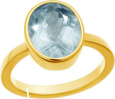 Trireep Gems TrireepGems Premium Ring – 10.00 Ct Aqamaeine (BERUJ) • Handcrafted Panchdhatu Brass Aquamarine Gold Plated Ring