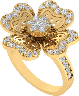 Diamtrendz Jewels Sterling Silver Zircon Gold Plated Ring For Women & Girls Sterling Silver Cubic Zirconia Gold Plated Ring