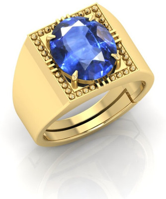 TODANI JEMS 14.25 Ratti Neelam Gemstone Adjustable Ring With Lab CertificateFA Metal Sapphire Gold Plated Ring
