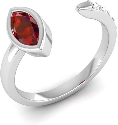 Bluejwel January Garnet Sterling Silver Marquise Solitaire Open Design Garnet Ring, 0.5ct Sterling Silver Cubic Zirconia Titanium Plated Ring
