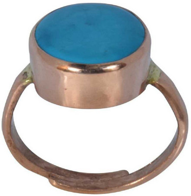 Chopra Gems Turquoise Line (Firoza) 6.50ratti Ring for Men and Women Brass Turquoise Copper Plated Ring