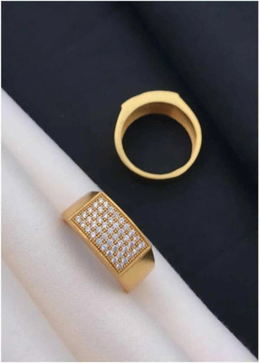 Mahi creations Brass Diamond Gold Plated Ring
