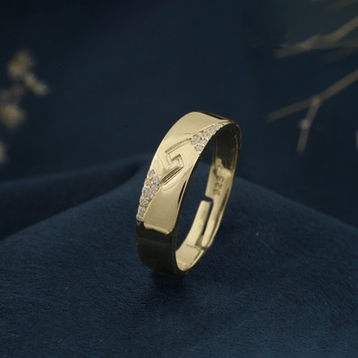 ZALKARI Pure 925 Yellow Gold Plated Men's Engagement Ring Sterling Silver Cubic Zirconia Sterling Silver Plated Ring