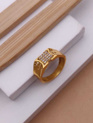 mahi creation Brass, Copper Diamond Gold Plated Ring