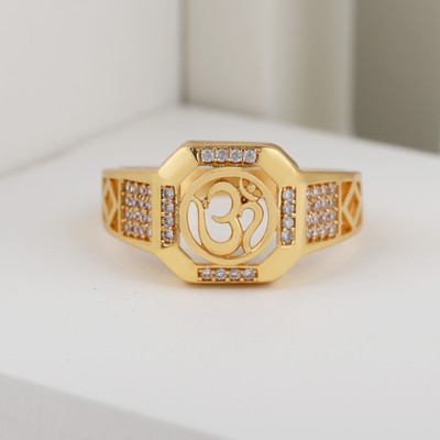 GORASH CREATION Brass Cubic Zirconia Gold Plated Ring