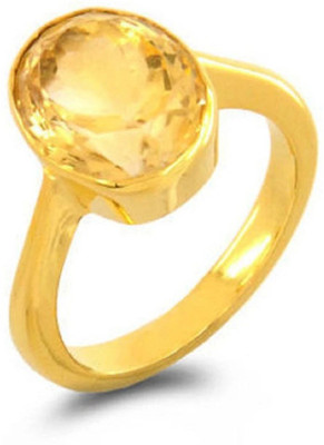 N NUPAL Yellow SapphireStone (Pukhraj) Panchdhatu Alloy Sapphire Gold Plated Ring Copper Sapphire Gold Plated Ring