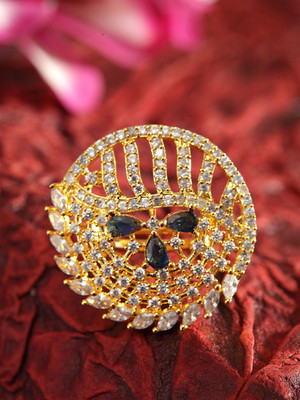 ANOUK Gold Plated American Diamond Circural Ring Alloy Cubic Zirconia Gold Plated Ring