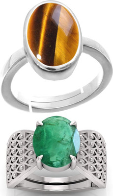 BHAIRAW GEMS Moonstone Stone Silver Adjustable Ring Stainless Steel Ring