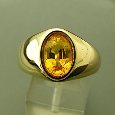 Ceylonmine01 Natural Yellow Sapphire Stone Ring Pukhraj Golden Plated Ring For Men & Women Brass Sapphire Gold Plated Ring