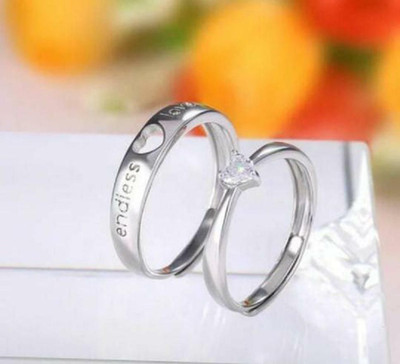 Inori Brass, Stainless Steel, Copper, Brass Cubic Zirconia Rhodium, Silver, Titanium Plated Ring Set