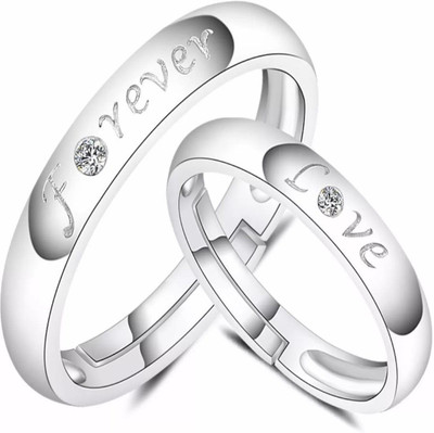 Viibesle LOVE BAND RING SET Metal Cubic Zirconia Silver Plated Ring Set