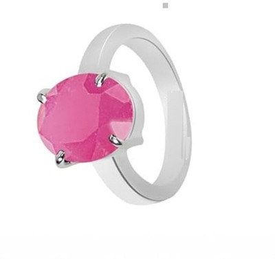 SIDHGEMS 6.25 Ratti 5.55 Carat Natural Ruby Stone Manik Ring Brass Ruby Silver Plated Ring