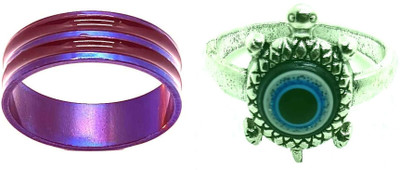 Dynamic Retail Global Set of 2 Rings for Men & Women, Green-Purple Copper Ring