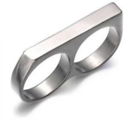 R V Jeewels Stainless Steel Silver Plated Knuckle Ring