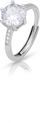 uncle jewels Sparkling Love Solitaire Ring – Adjustable Pure Silver 925 Sterling Silver Zircon Rhodium Plated Ring