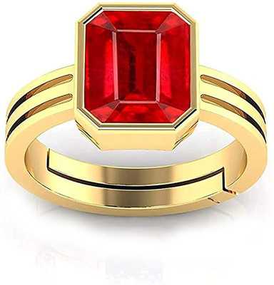 S KUMAR GEMS & JEWELS Certified 3.25 Ratti Ruby Stone ( Manik ) Panchdhatu Gold Plated Alloy Ruby Ring