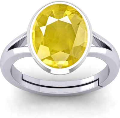 MARATNA 10.25 Ratti Created Yellow Sapphire Pukhraj Gemstone Ring for Men's and Women's Metal Sapphire Ring
