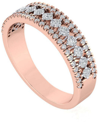 Diamtrendz Jewels Pure 925 Silver & Diamond Band Sterling Silver Cubic Zirconia Gold Plated Ring
