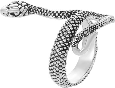 AVIRA ENTERPRISES Silver and Black Color Snake Ring For Women and Girls Stainless Steel Silver Plated Ring