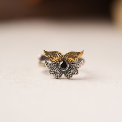 Sanseeta Kalapushp- Silver oxidised ring Brass Silver Plated Ring