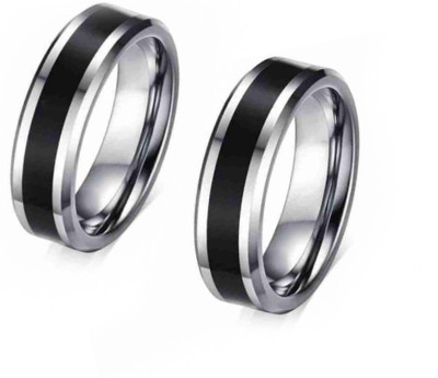 Neerajyoti one line band ring combo set Alloy Silver Plated Ring Set