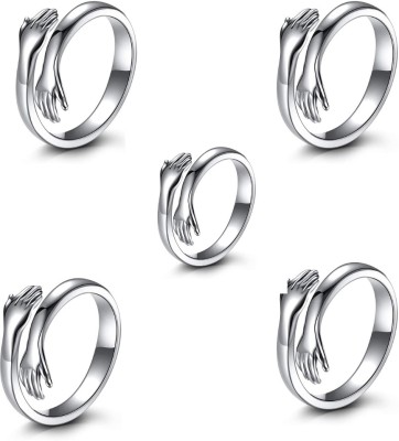 ESPERANZA ENTERPRISES Crystal Silver Alloy HUG Ring & Black Arrow Bracleat for men women boys girls Alloy, Stainless Steel Cubic Zirconia Sterling Silver, Titanium Plated Ring Set