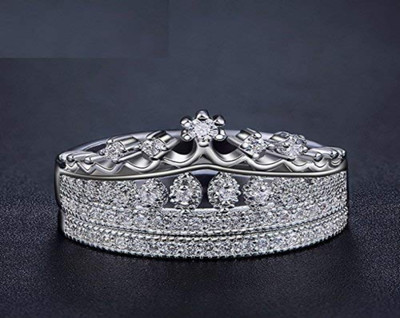 impression Impression Luxury Crown Two Pcs Queen Collection Silver Plated and Cubic Zirconia Ring For Girls Metal Crystal Titanium Plated Ring