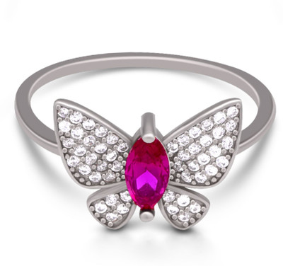 uncle jewels Papillon 925 Silver Ring Sterling Silver Zircon Rhodium Plated Ring
