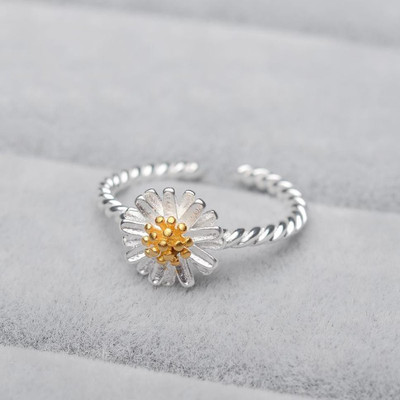 MYKI Sun Flower Design Ring For Women & Girls Stainless Steel Silver Plated Ring