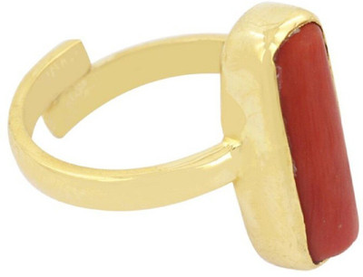 GenZcomplex Ratan Bazaar Coral is a natural benefic Stone Adjustable Ring For All Copper Sapphire Sterling Silver Plated Ring