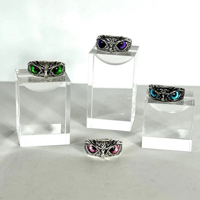 ruby collection Owl Ring 4 Pcs Retro Animal Open Adjustable Open Animal Alloy Ring Alloy Silver Plated Ring