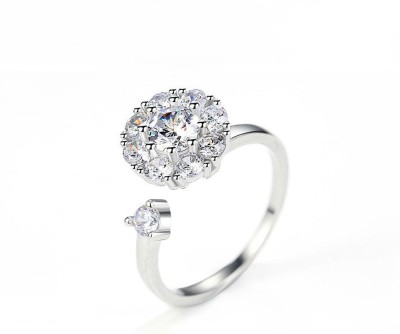 BLOOM STYLE Silver Diamond Silver Plated Ring