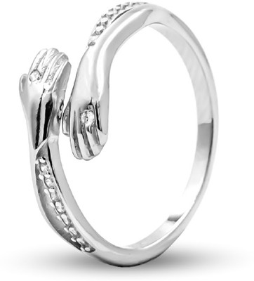 Pahel The silver that shines Stylish Hug Design Adjustable Ring with Sparkling Zircon Accents for Unisex Sterling Silver Zircon Ring