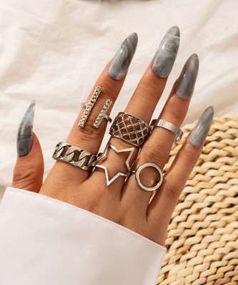 EEPLE BERRY Fashion Latest Stylish Multi Finger Rings for Women and Girls Alloy Gold Plated Ring Set