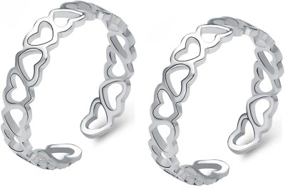 KUKSHYA Sterling Silver Rhodium Plated Toe Ring Set