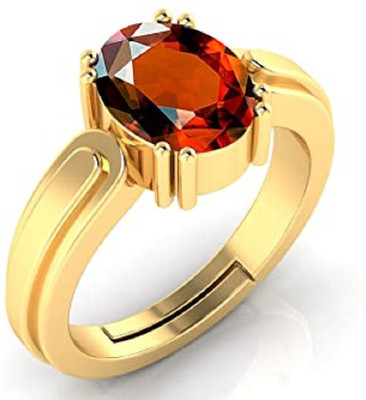 EliteMart Natural Gomed / Hessonite Ring Brass Garnet Gold Plated Ring Brass Garnet Gold Plated Ring