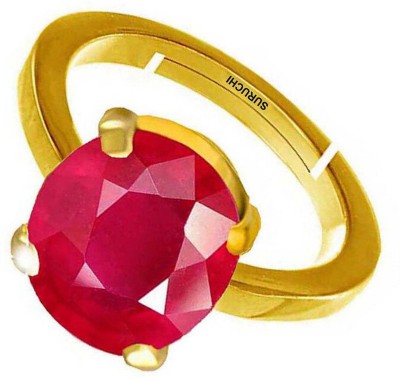 Suruchi Gems & Jewels Ruby (Manik) 7.25 Ratti or 6.5 Ct Gemstone Panchdhatu (5 Metal) Men Adjustable Stone Ruby Ring