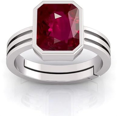Gemzonite Metal Ruby Silver Plated Ring