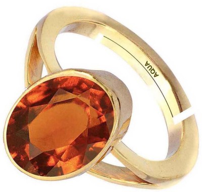 AQUAGEMS Hessonite (Gomed) 6.25 Ratti or 5.50 Ct Gemstone For Men Five Metal Adjustable Alloy Ring