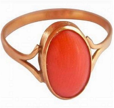 Gemzonite Moonga Ring natural & original gemstone munga Stone Coral Gold Plated Ring