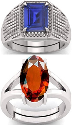 BHAIRAW GEMS Moonstone Stone Silver Adjustable Ring Stainless Steel Ring