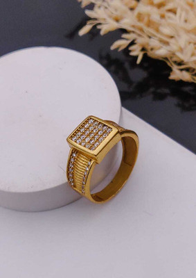 Mahi creations Gold Plated Diamond Wedding,Partywear ring-138 Brass Diamond Gold Plated Ring
