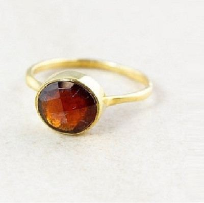 Gemzonite Certified A+ Quality Original Gomed Hessonite Garnet Ring For Women & Men Stone Garnet Gold Plated Ring