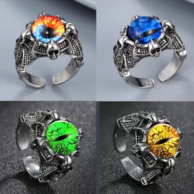ROOTWAVE combo of 4 Dragon Eye Ring for Men and Women Adjustable Ring Multicolor Stone, Stainless Steel Ring