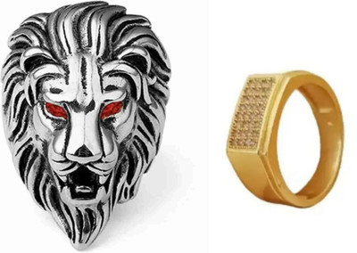 Vedansh VEDANSH ENTERPRISES STYLISH GOLD,SILVER AND TITANIUM PLATED RINGS SET Alloy Gold, Sterling Silver Plated Ring Set