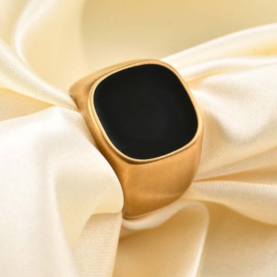 Yunay Piyush Enterprises Stylish Silver,Gold&Titanium Plated Black Onyx Rings Brass Onyx Gold Plated Ring